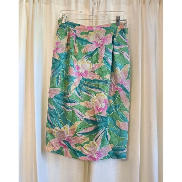 Anne Crimmins for Umi Collections Size 8 Floral 100% Silk Pencil Skirt Suit Vtg‎ - Picture 7 of 14